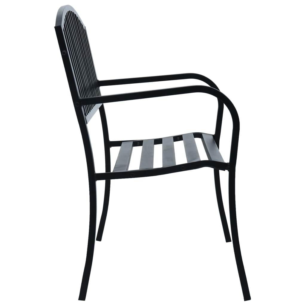 Black Steel Garden Bench - 125 cm, Durable and Stylish Seating