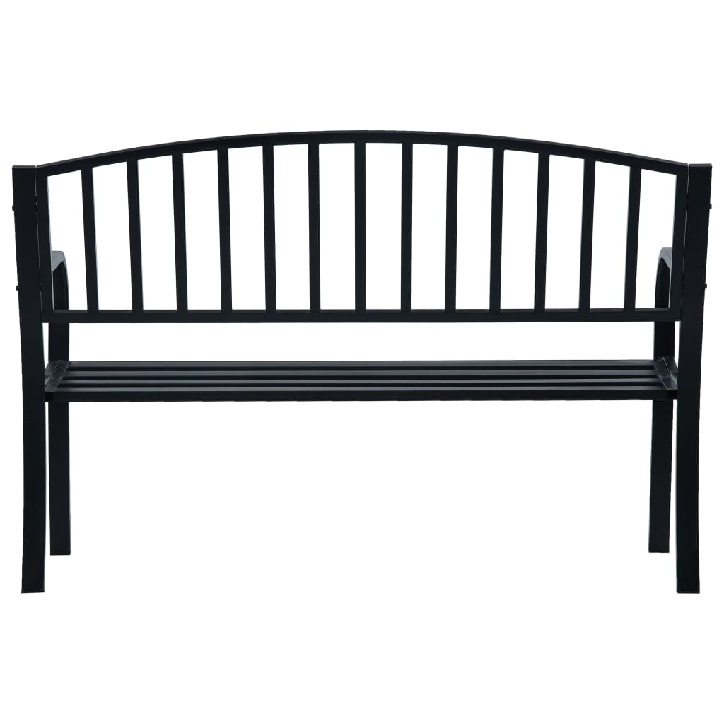 Black Steel Garden Bench - 125 cm, Durable and Stylish Seating