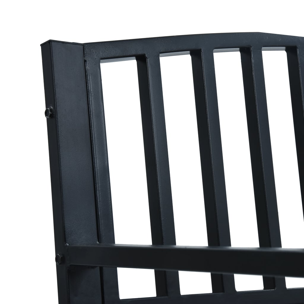Black Steel Garden Bench - 125 cm, Durable and Stylish Seating