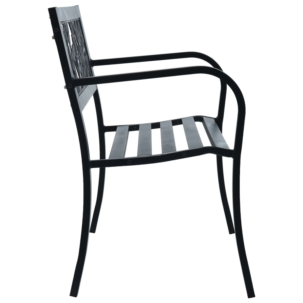 Elegant Black Steel Garden Bench - 125 cm Durable Outdoor Seating