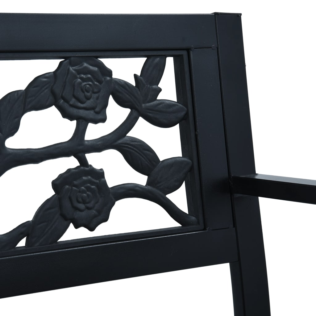 Elegant Black Steel Garden Bench - 125 cm Durable Outdoor Seating