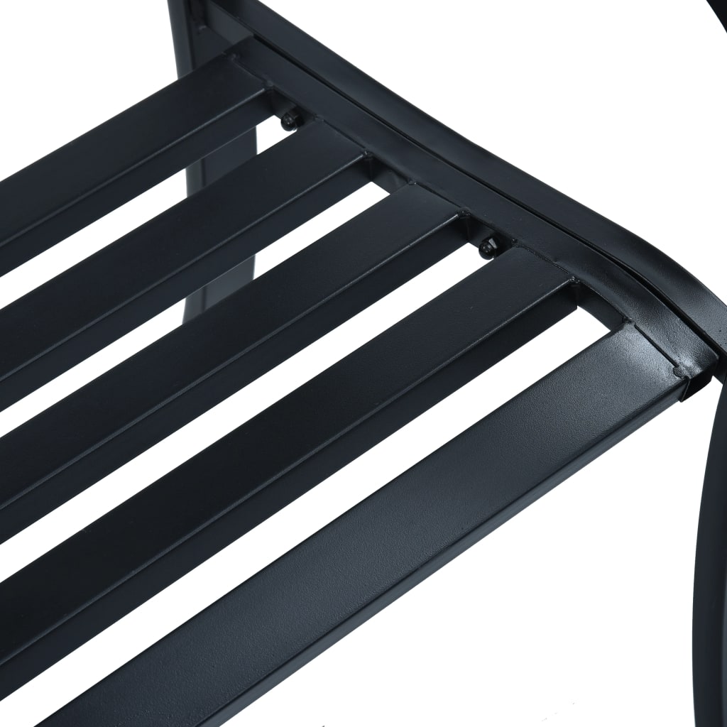 Elegant Black Steel Garden Bench - 125 cm Durable Outdoor Seating