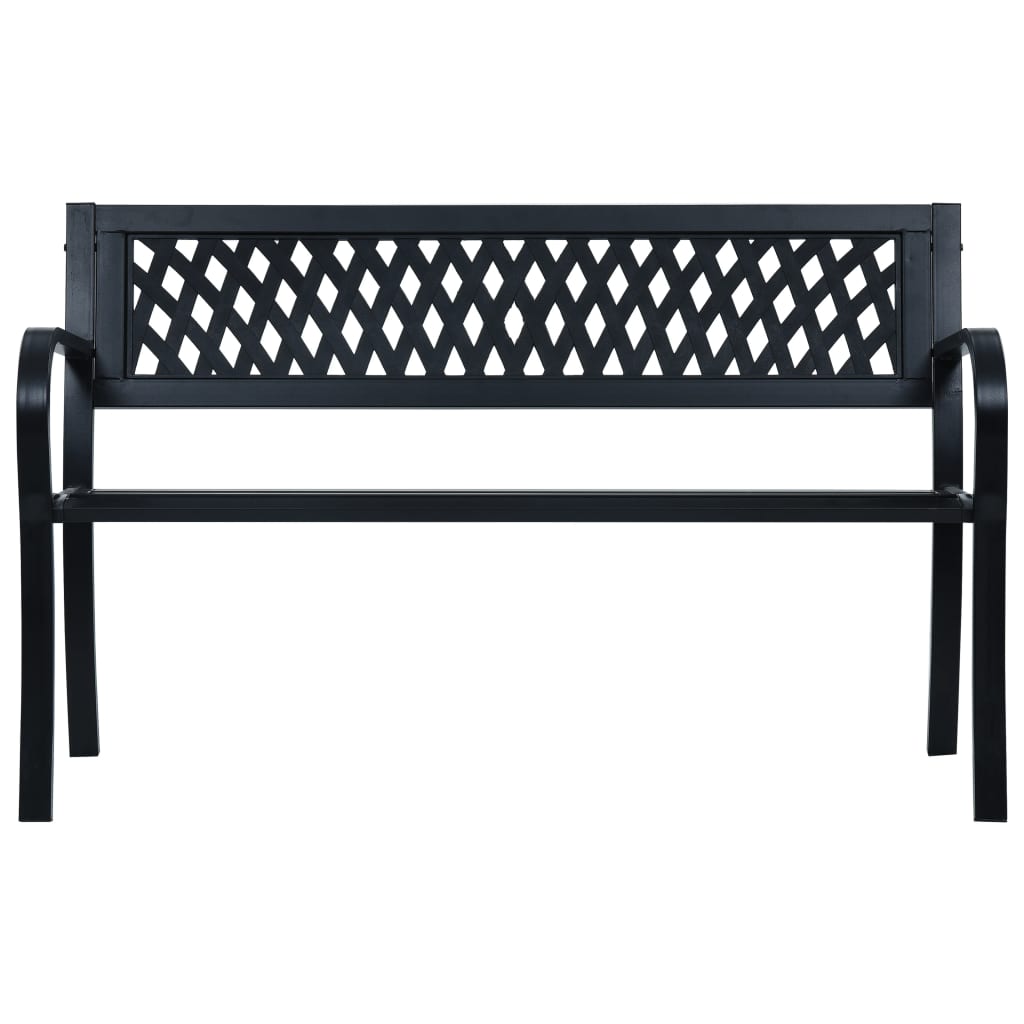 Elegant Black Steel Garden Bench, 125 cm - Durable Outdoor Seating