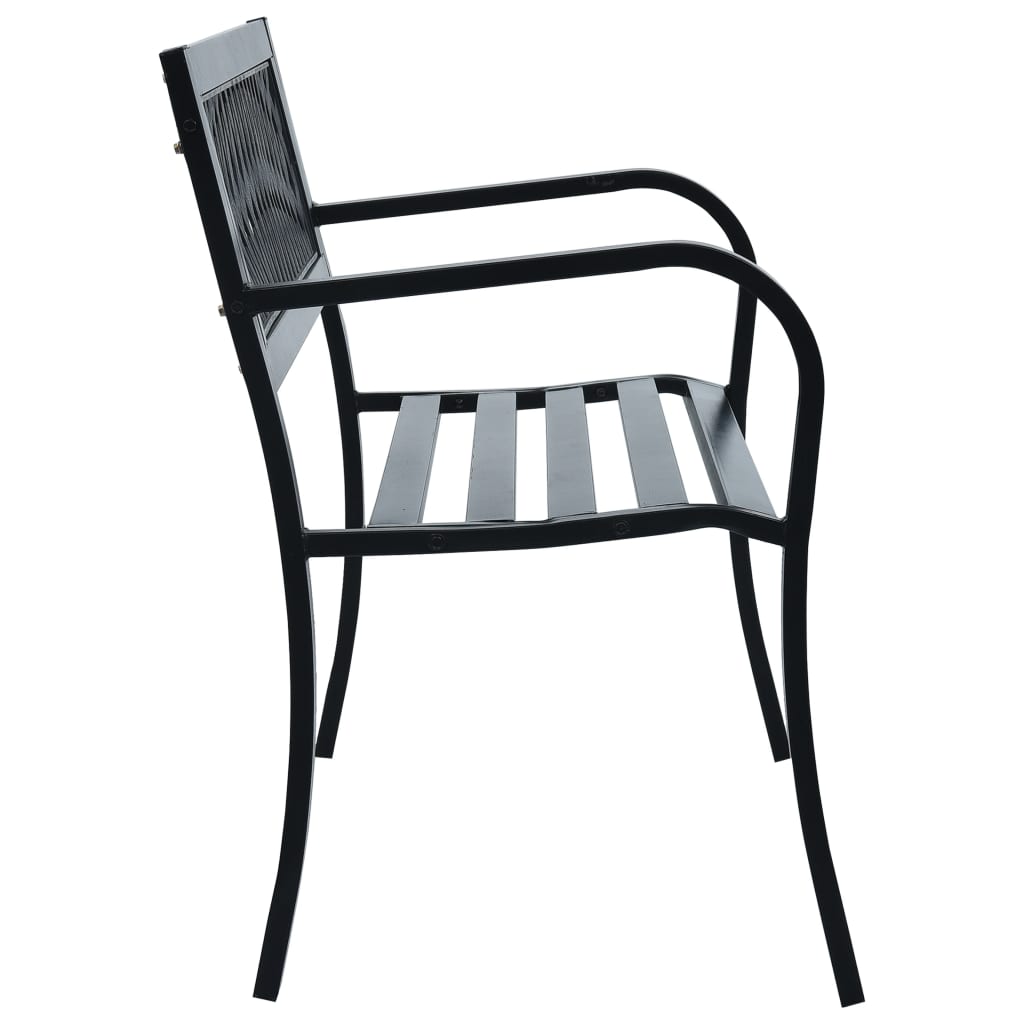 Elegant Black Steel Garden Bench, 125 cm - Durable Outdoor Seating