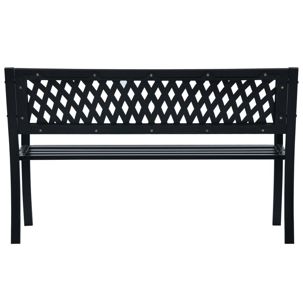 Elegant Black Steel Garden Bench, 125 cm - Durable Outdoor Seating