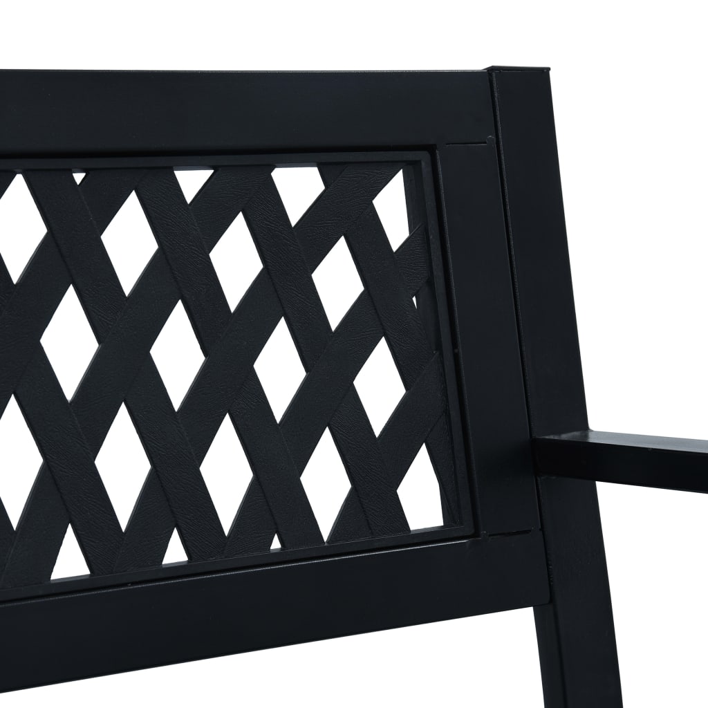 Elegant Black Steel Garden Bench, 125 cm - Durable Outdoor Seating
