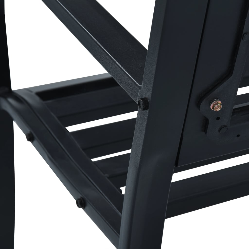 Elegant Black Steel Garden Bench, 125 cm - Durable Outdoor Seating