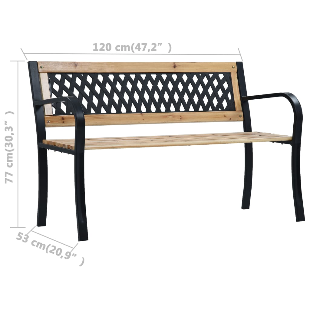 Elegant 120 cm Wooden Garden Bench - Natural Finish