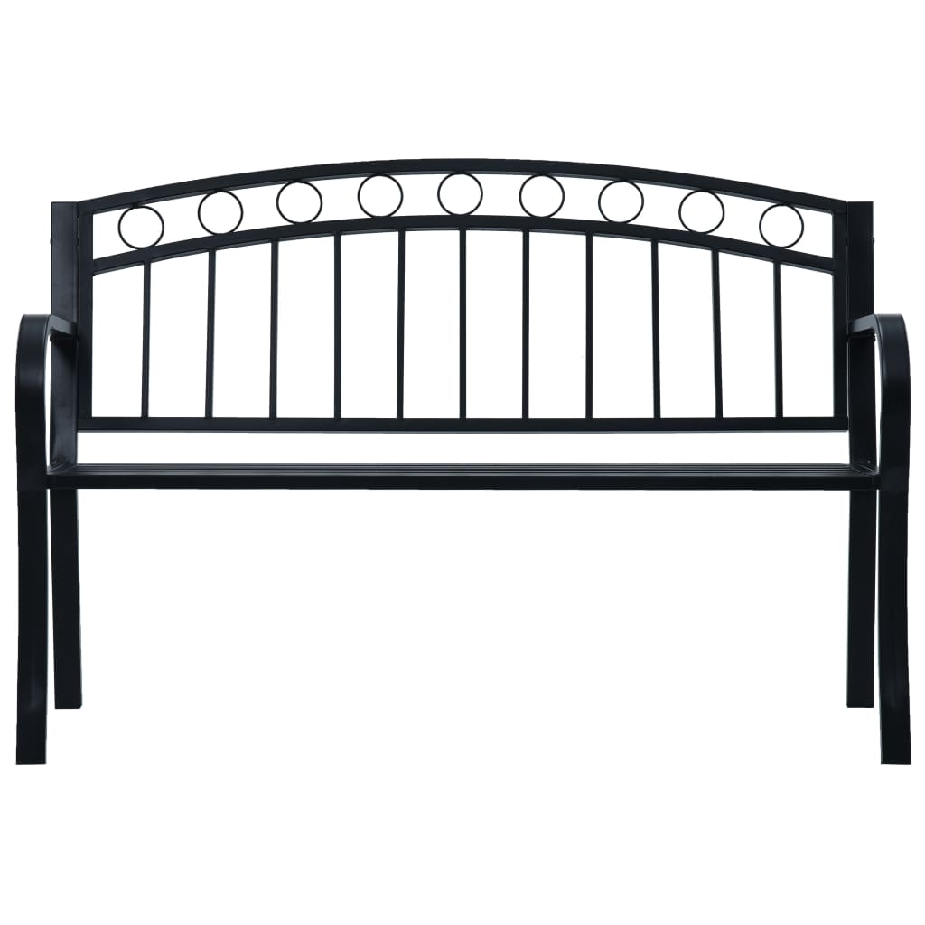Elegant Black Steel Garden Bench, 125 cm - Durable Outdoor Seating