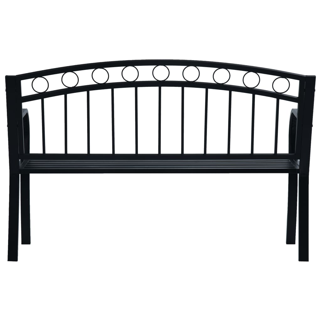 Elegant Black Steel Garden Bench, 125 cm - Durable Outdoor Seating
