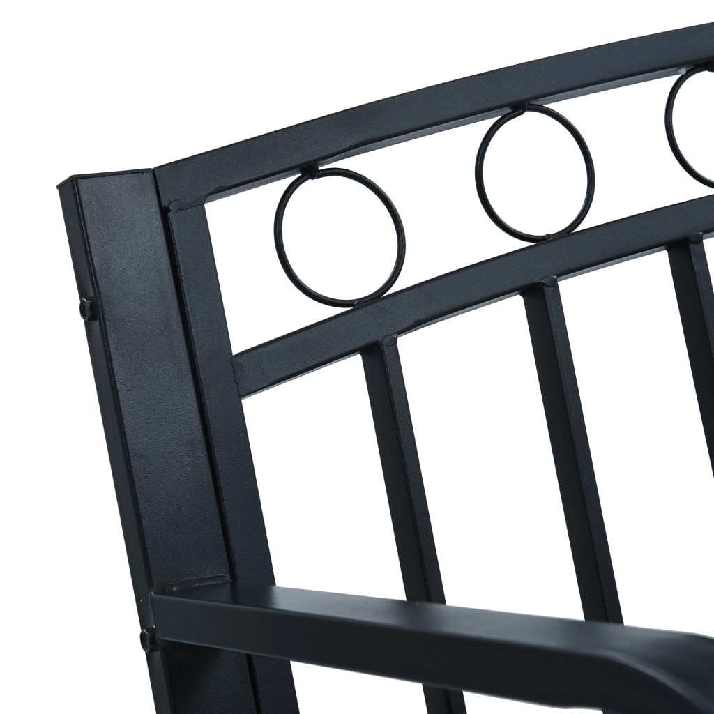 Elegant Black Steel Garden Bench, 125 cm - Durable Outdoor Seating