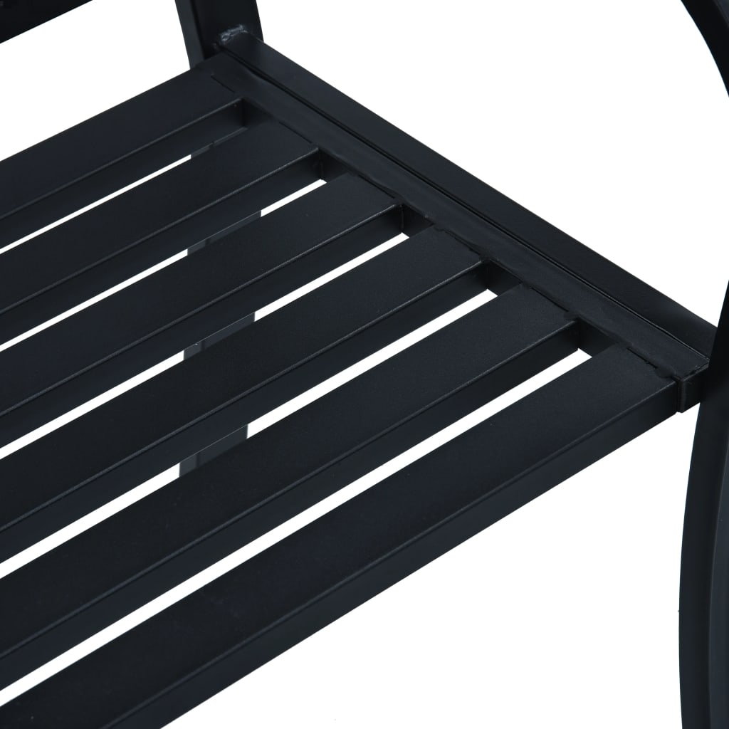 Elegant Black Steel Garden Bench, 125 cm - Durable Outdoor Seating