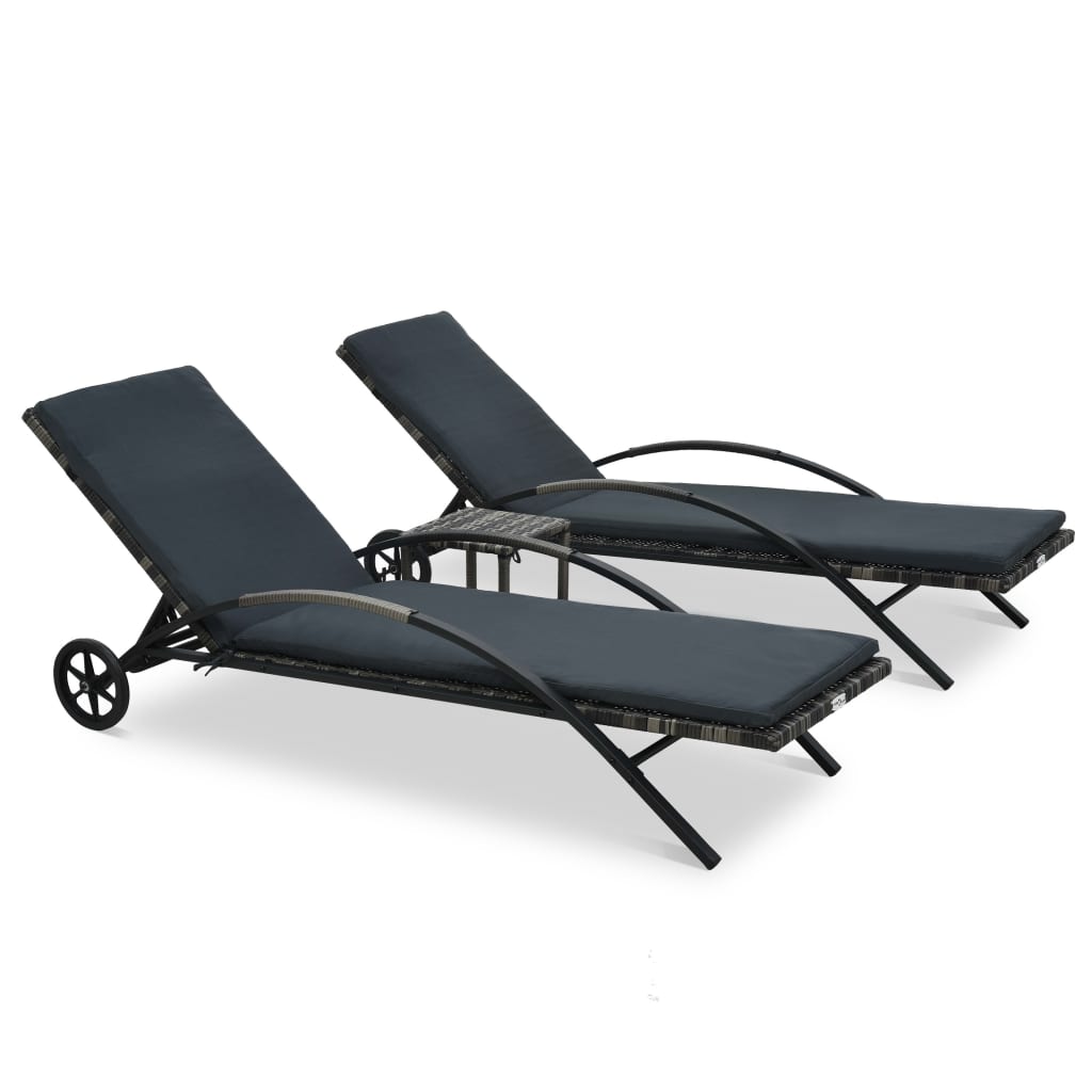 Poly Rattan Anthracite Sun Loungers with Table - Stylish & Durable