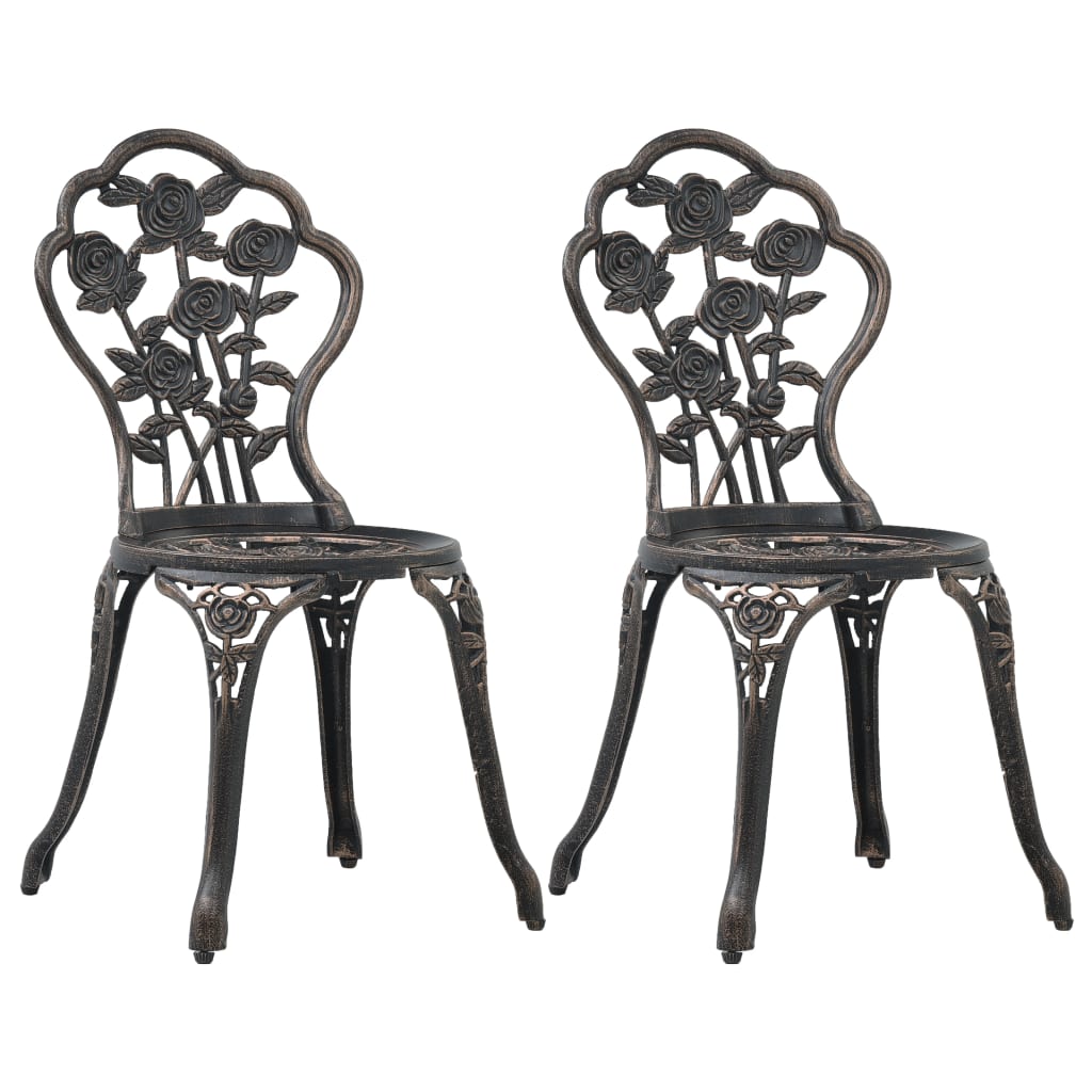 Elegant Bronze Cast Aluminium Bistro Chairs - Set of 2