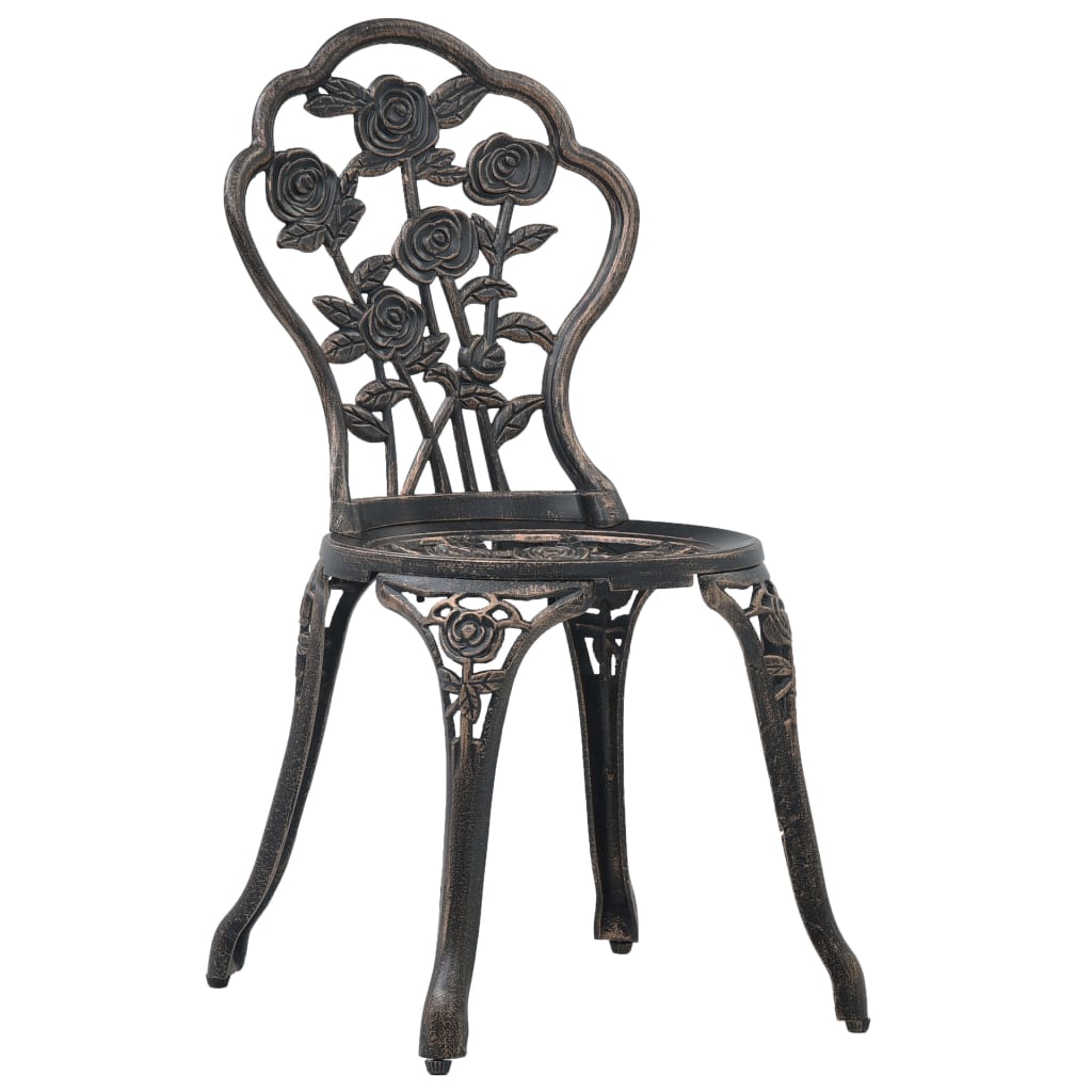 Elegant Bronze Cast Aluminium Bistro Chairs - Set of 2