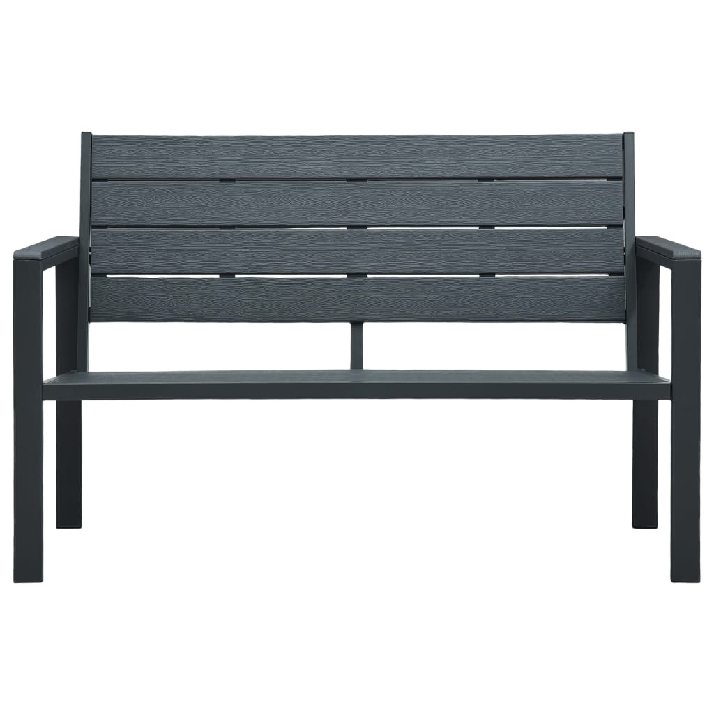 Stylish 120 cm Grey HDPE Garden Bench with Wood Look Finish