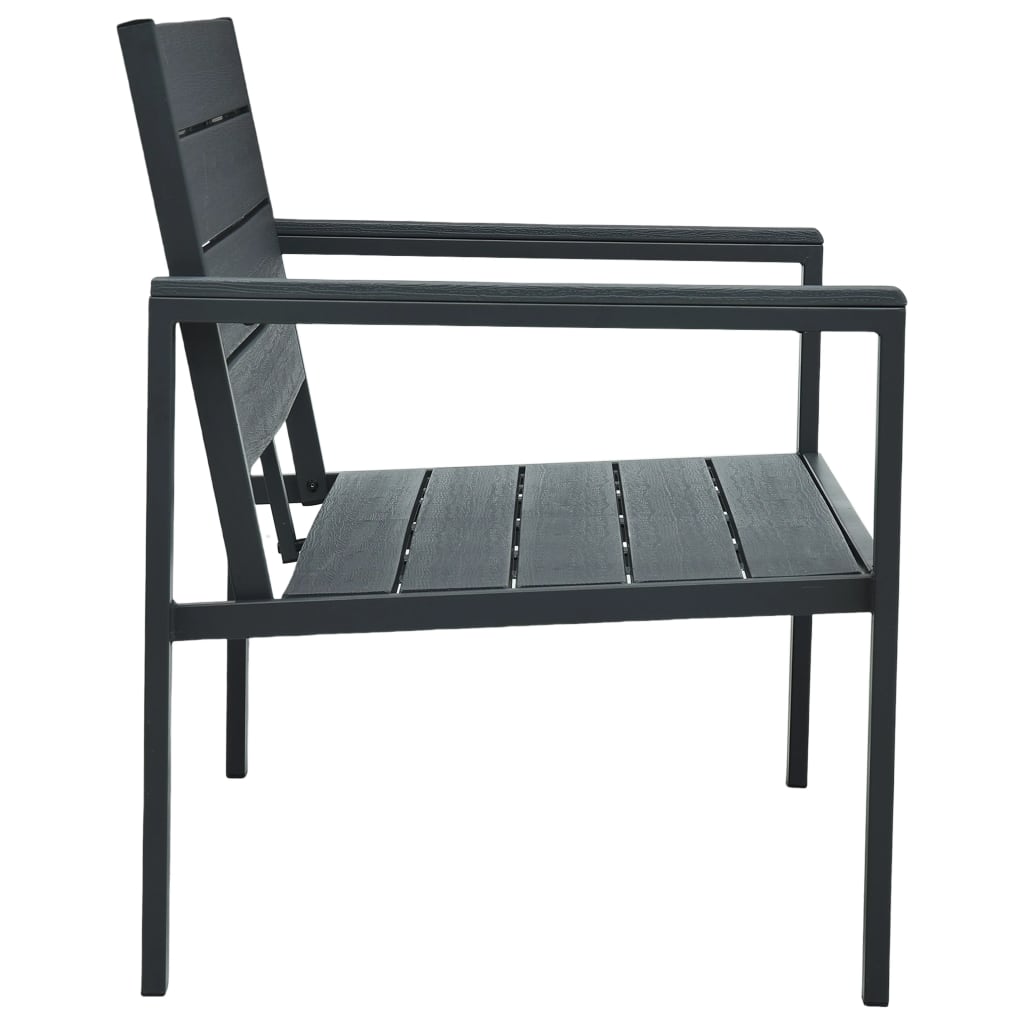 Stylish 120 cm Grey HDPE Garden Bench with Wood Look Finish