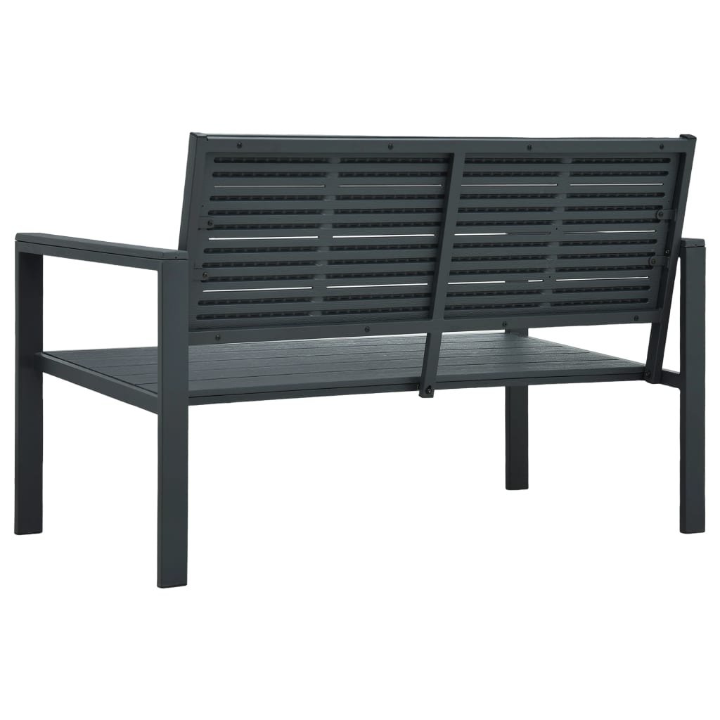 Stylish 120 cm Grey HDPE Garden Bench with Wood Look Finish