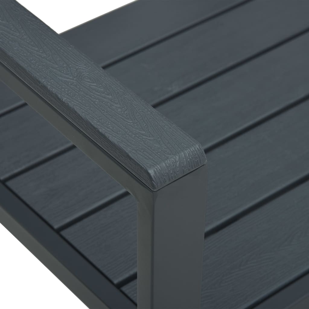 Stylish 120 cm Grey HDPE Garden Bench with Wood Look Finish