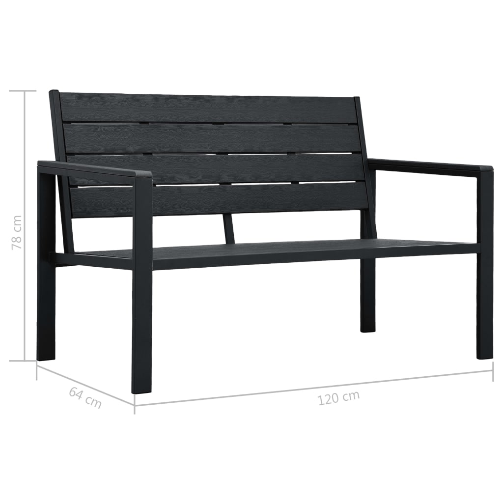 HDPE Black Wood Look Garden Bench 120cm - Stylish & Durable