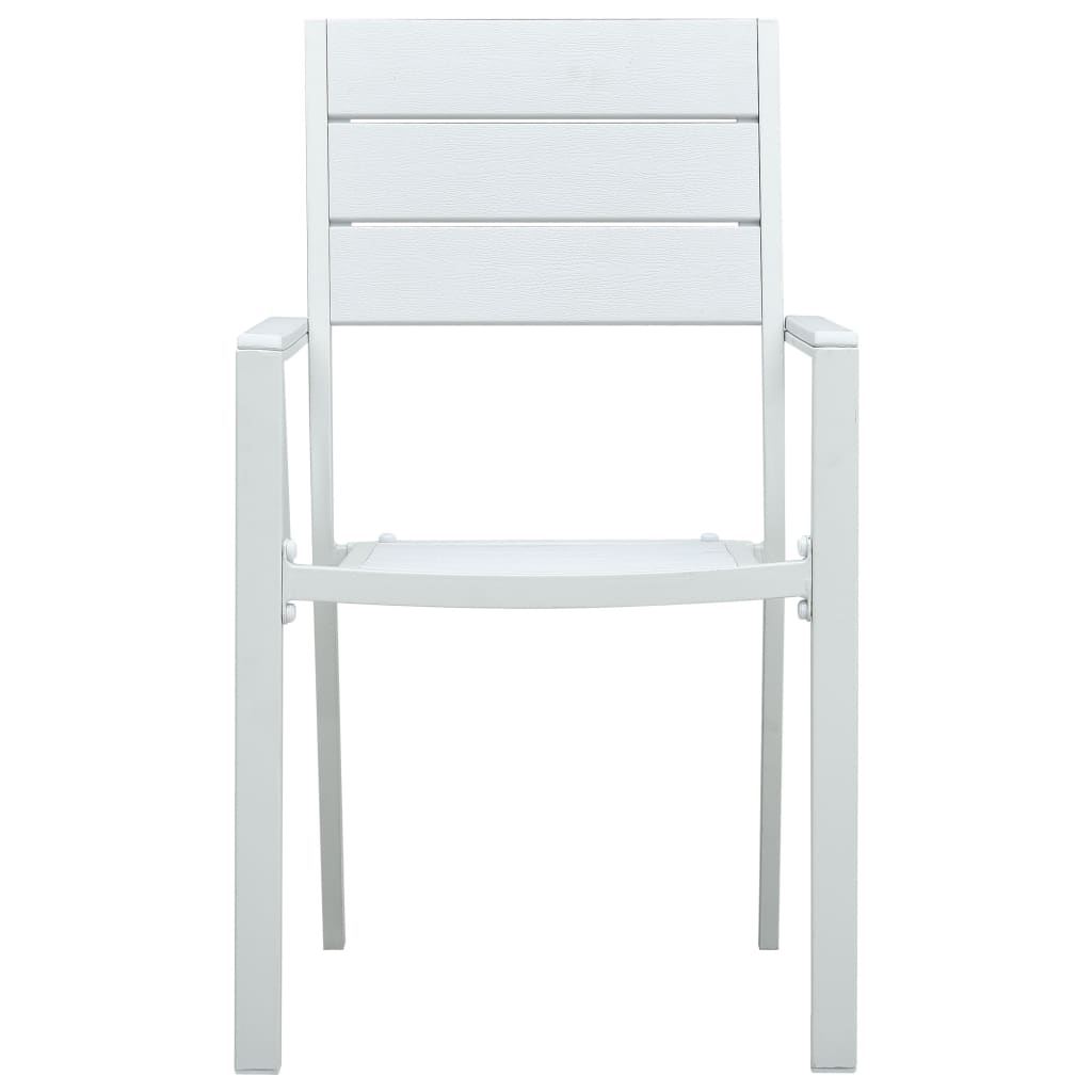 4-Piece White HDPE Garden Chairs Set with Wood Look Finish