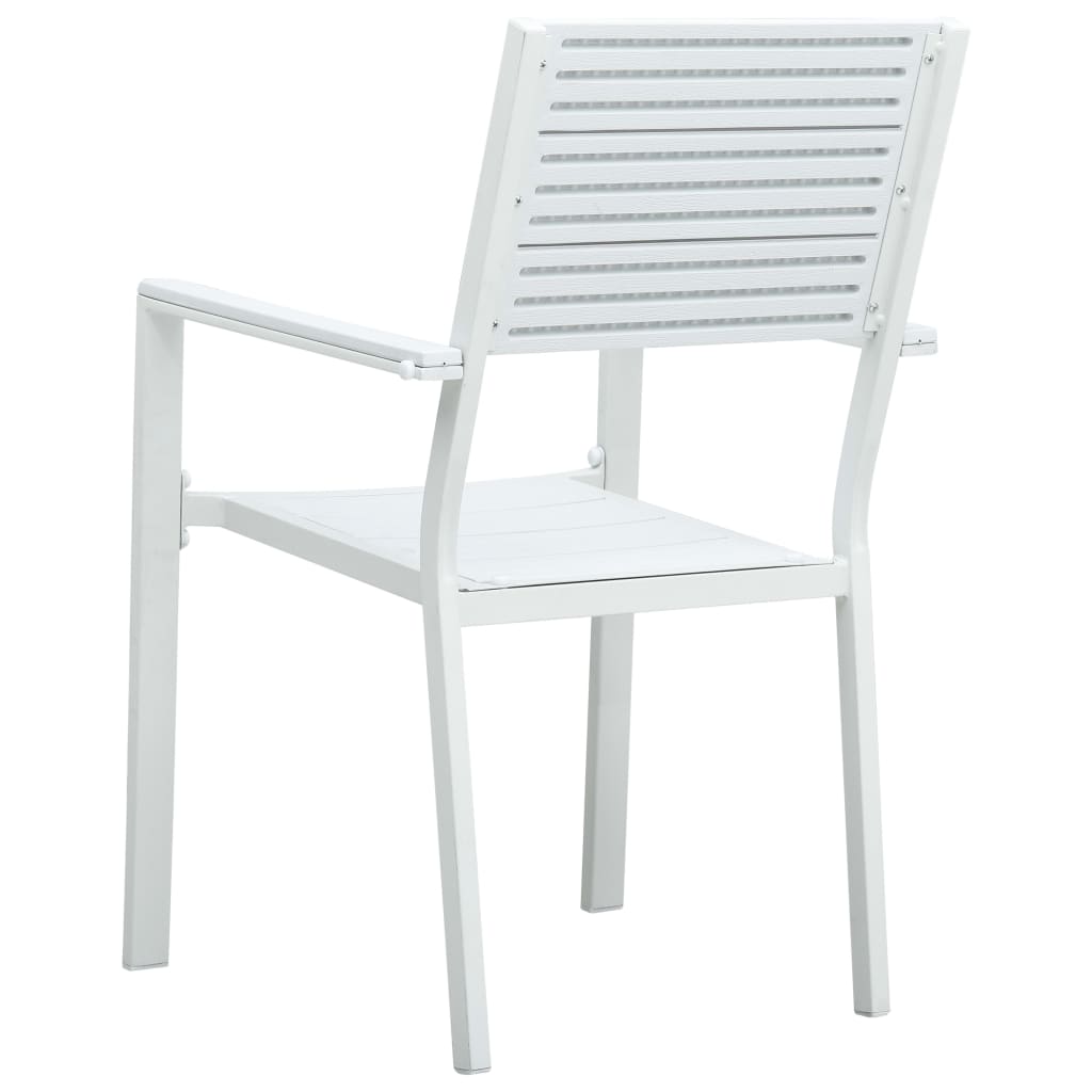 4-Piece White HDPE Garden Chairs Set with Wood Look Finish