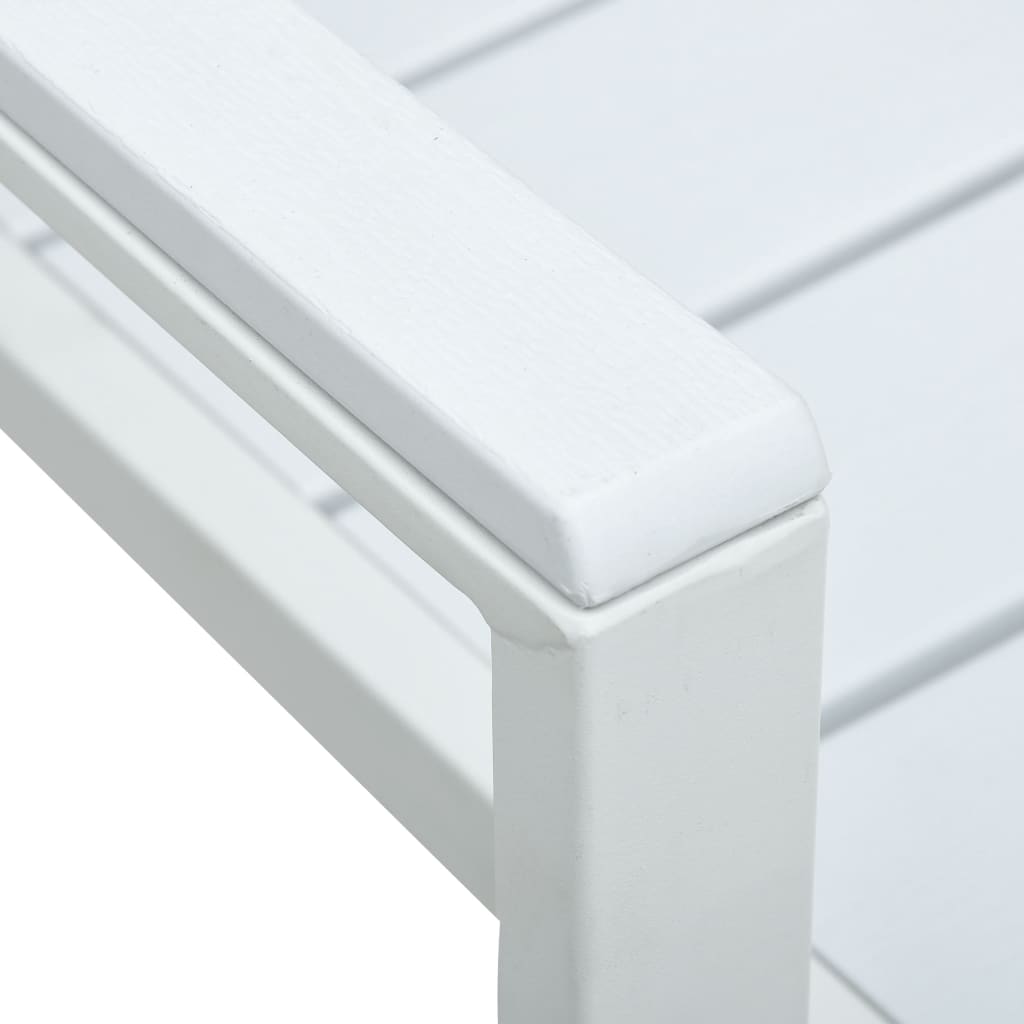 4-Piece White HDPE Garden Chairs Set with Wood Look Finish