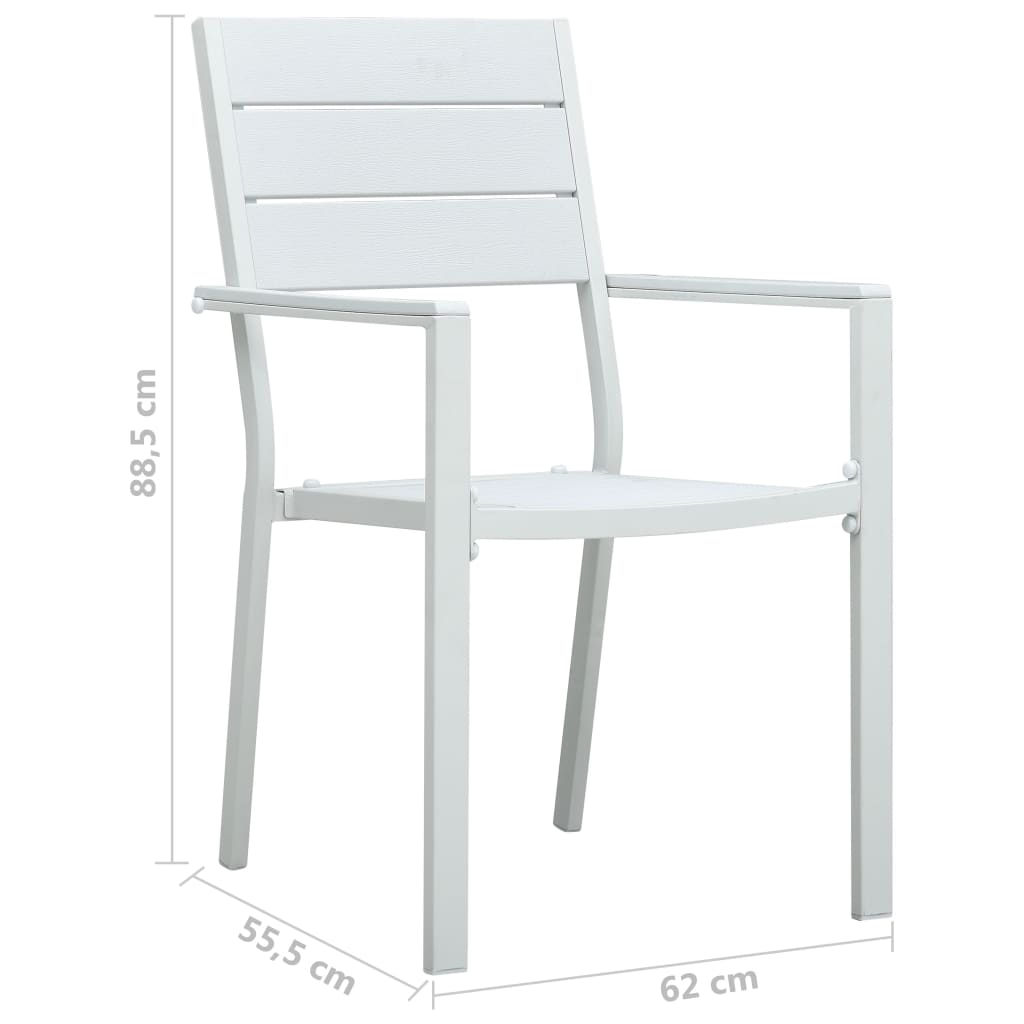 4-Piece White HDPE Garden Chairs Set with Wood Look Finish