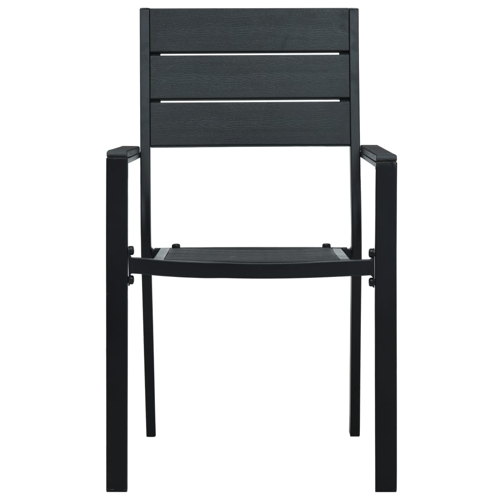 4-Piece Black HDPE Wood-Look Garden Chairs Set