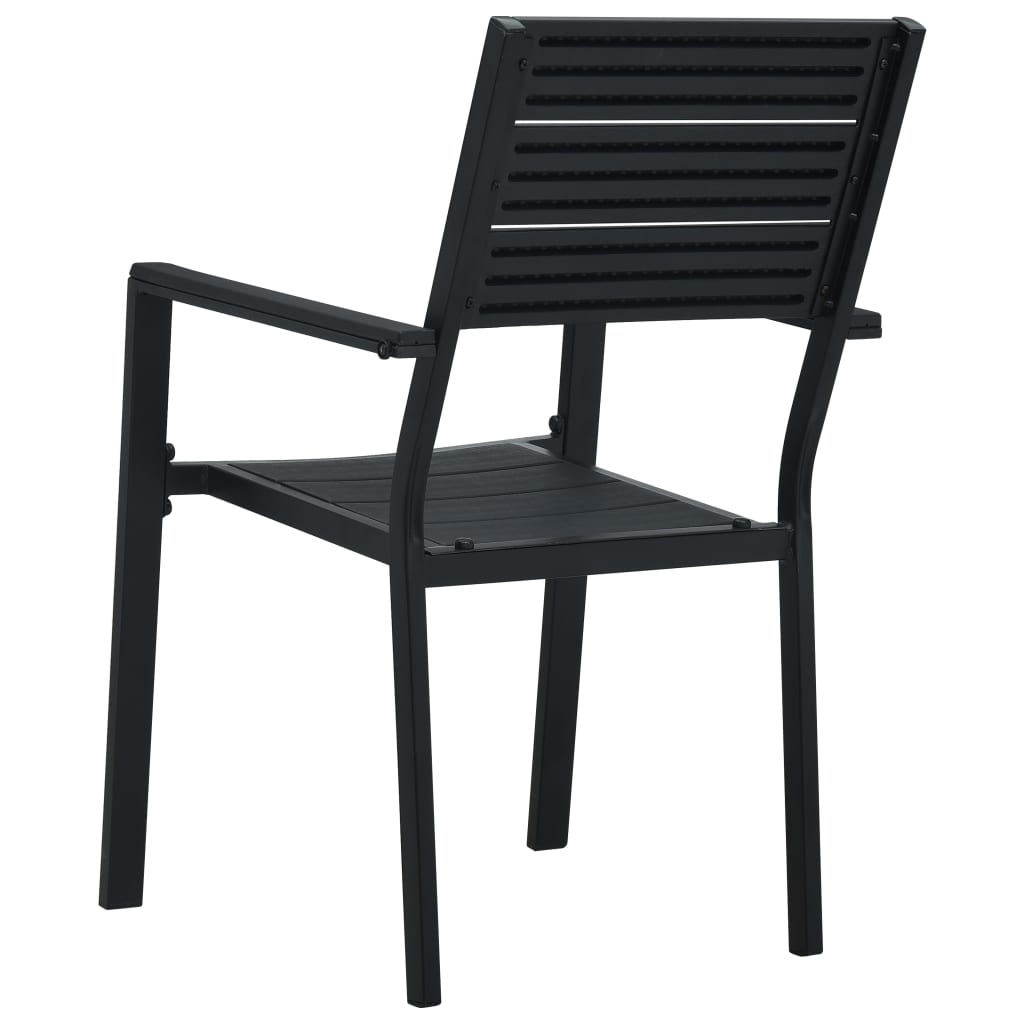 4-Piece Black HDPE Wood-Look Garden Chairs Set