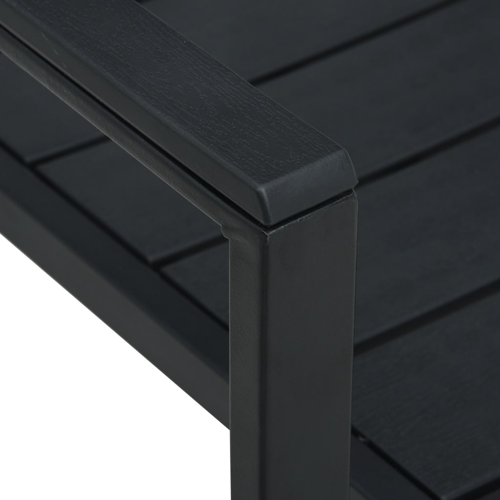4-Piece Black HDPE Wood-Look Garden Chairs Set