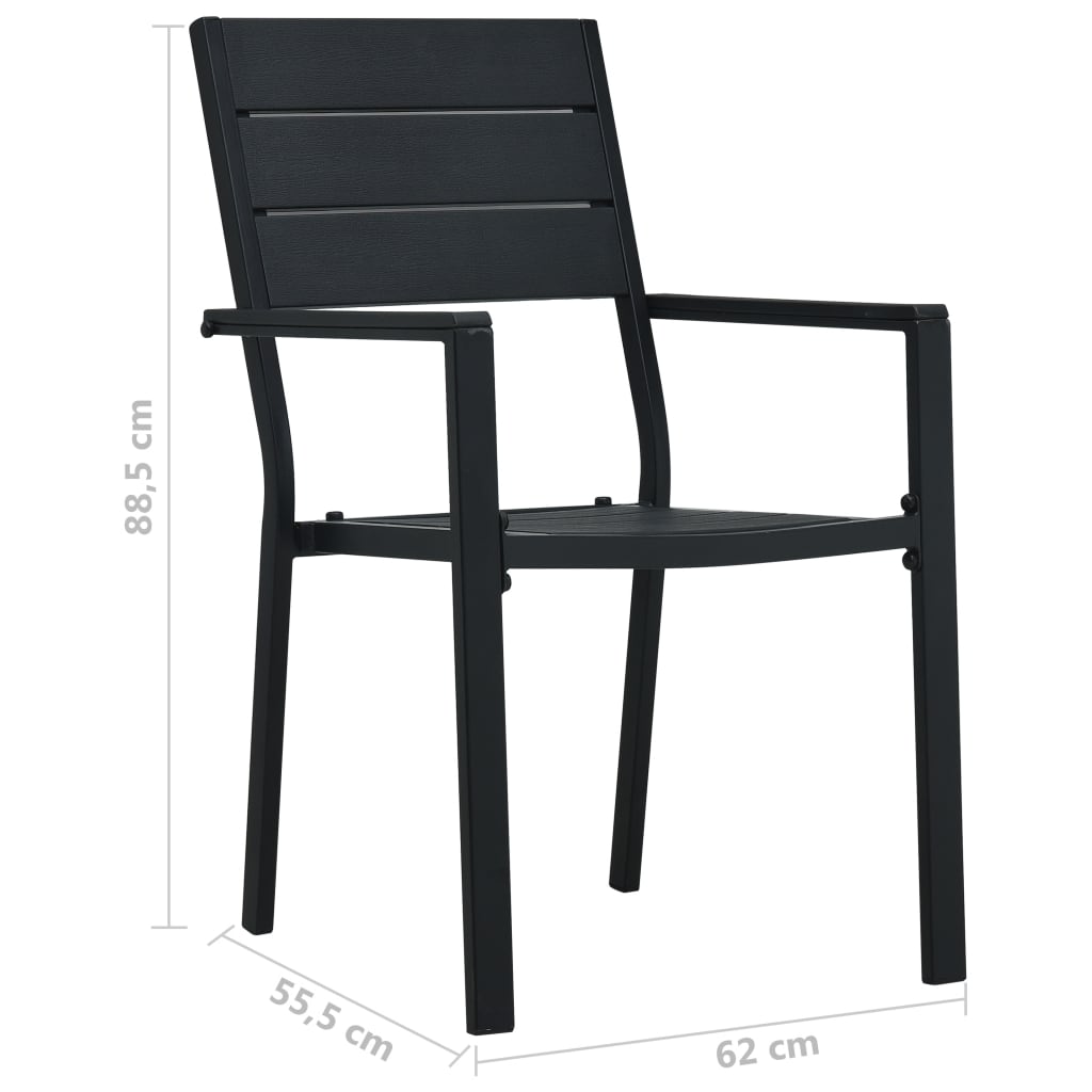 4-Piece Black HDPE Wood-Look Garden Chairs Set