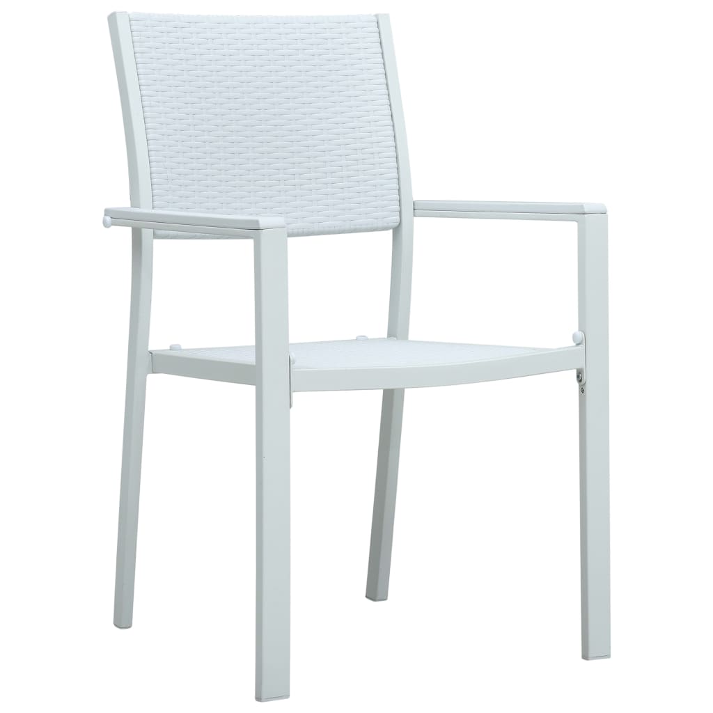 4-Piece White Plastic Rattan Look Garden Chairs Set