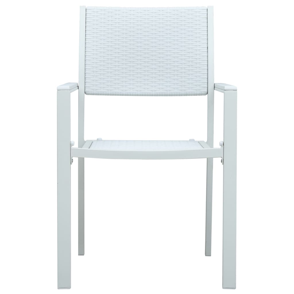 4-Piece White Plastic Rattan Look Garden Chairs Set