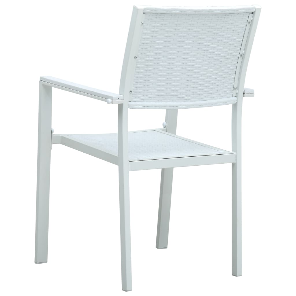 4-Piece White Plastic Rattan Look Garden Chairs Set