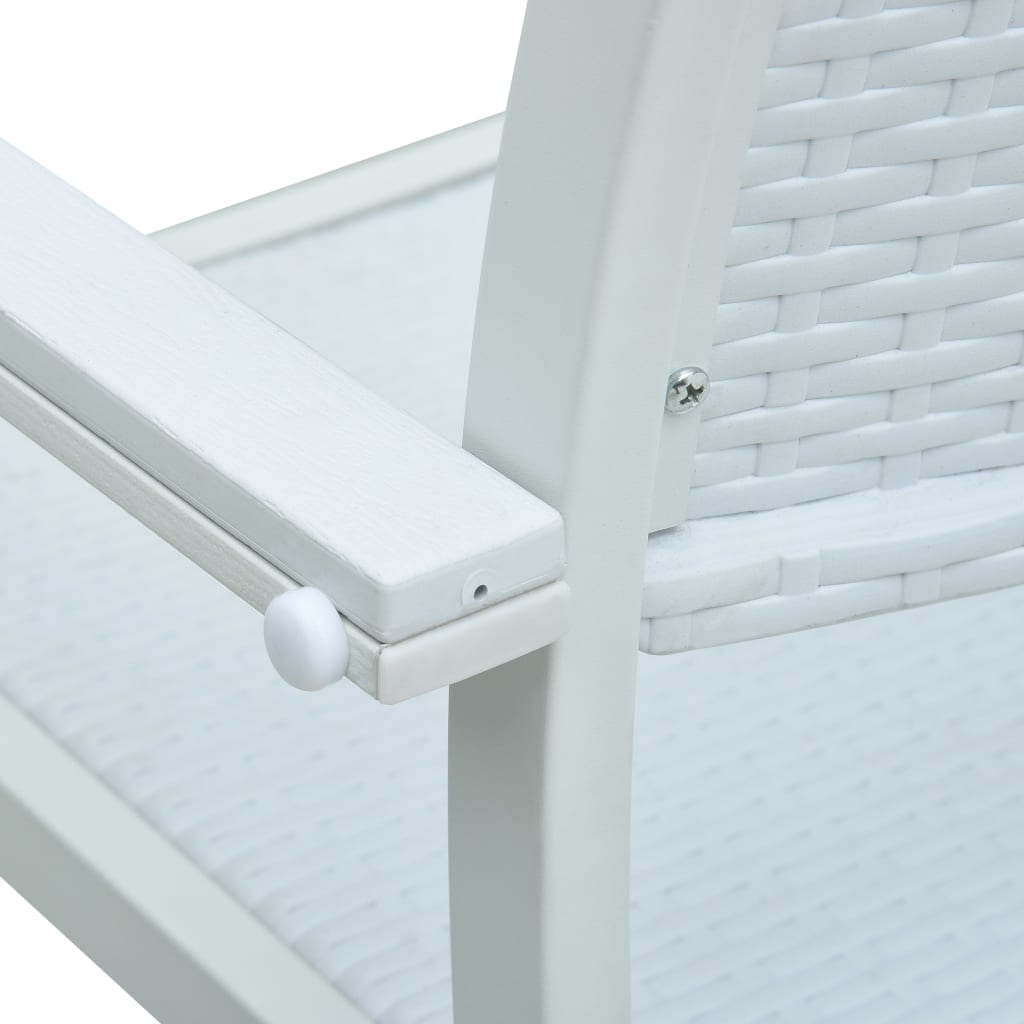 4-Piece White Plastic Rattan Look Garden Chairs Set