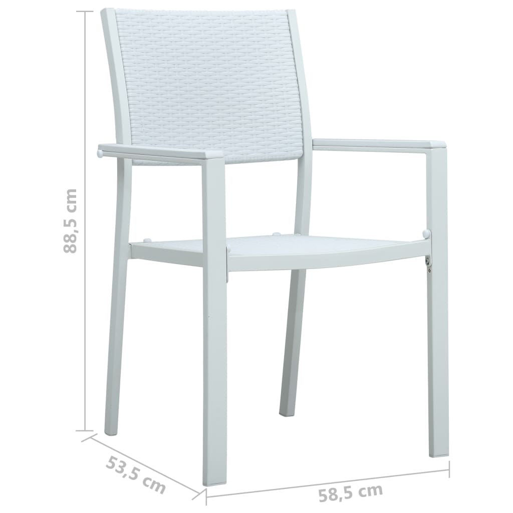 4-Piece White Plastic Rattan Look Garden Chairs Set