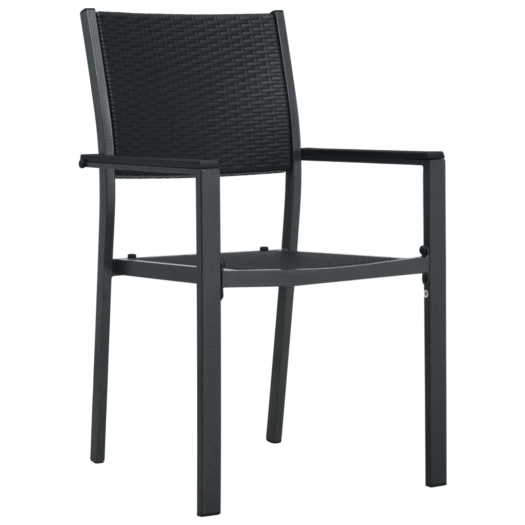 Black Plastic Rattan Look Garden Chairs - Set of 2, Stylish & Durable