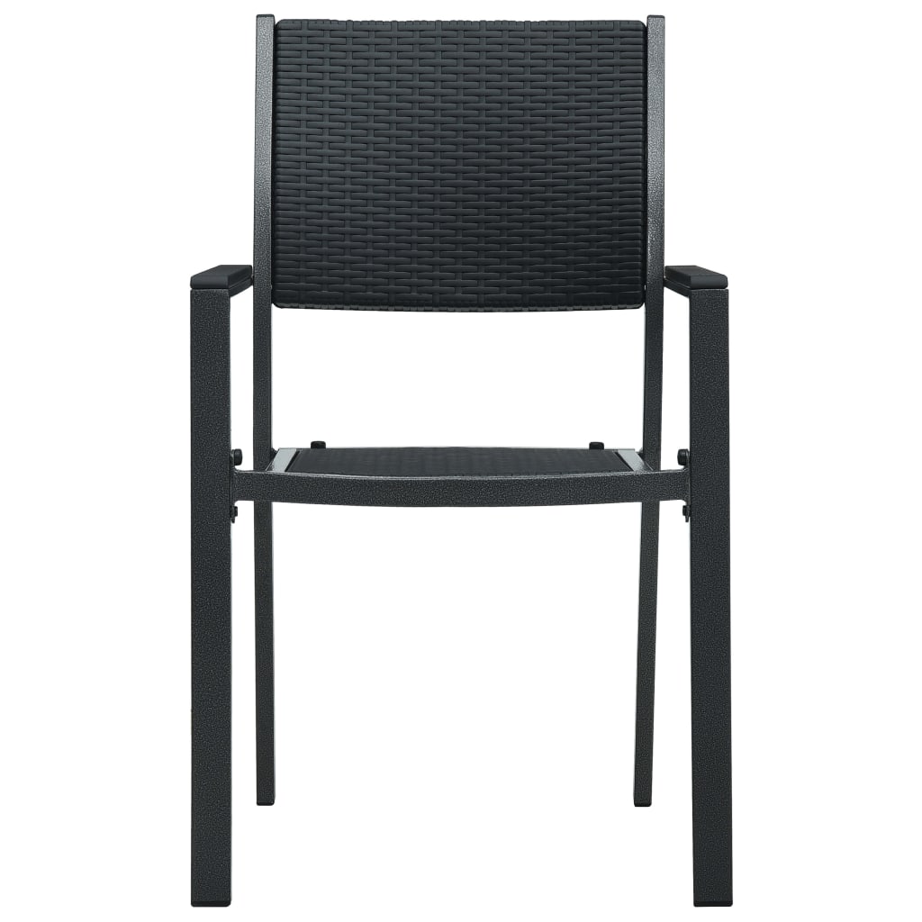 Black Plastic Rattan Look Garden Chairs - Set of 2, Stylish & Durable