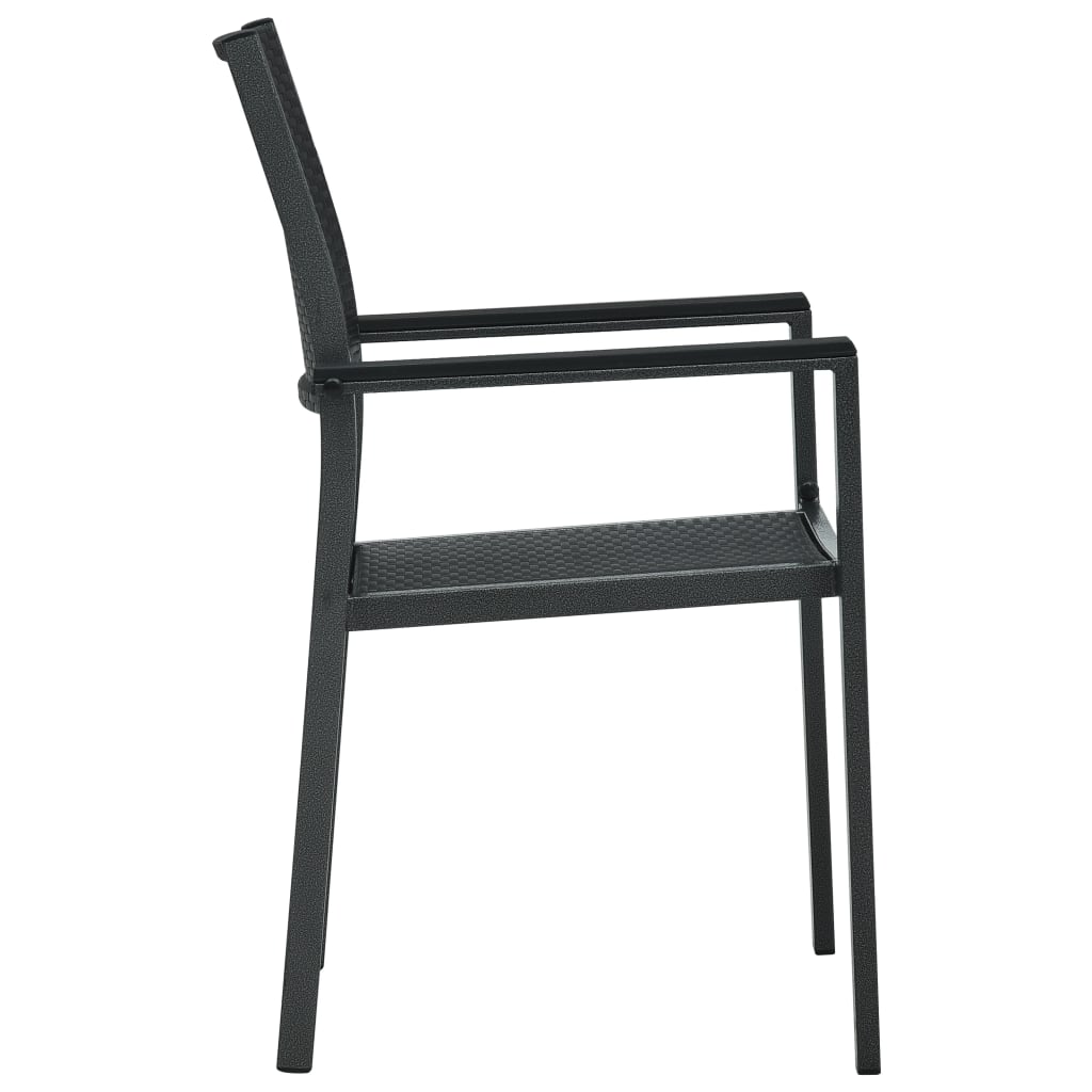 Black Plastic Rattan Look Garden Chairs - Set of 2, Stylish & Durable