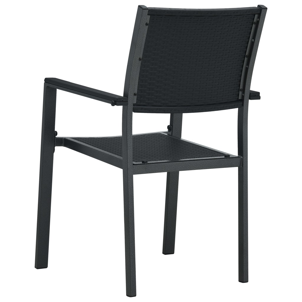 Black Plastic Rattan Look Garden Chairs - Set of 2, Stylish & Durable