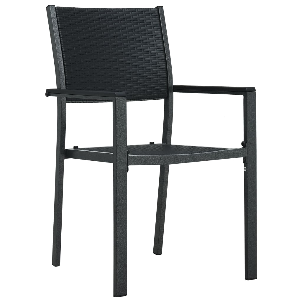 Set of 4 Black Plastic Rattan-Look Garden Chairs - Stylish & Durable