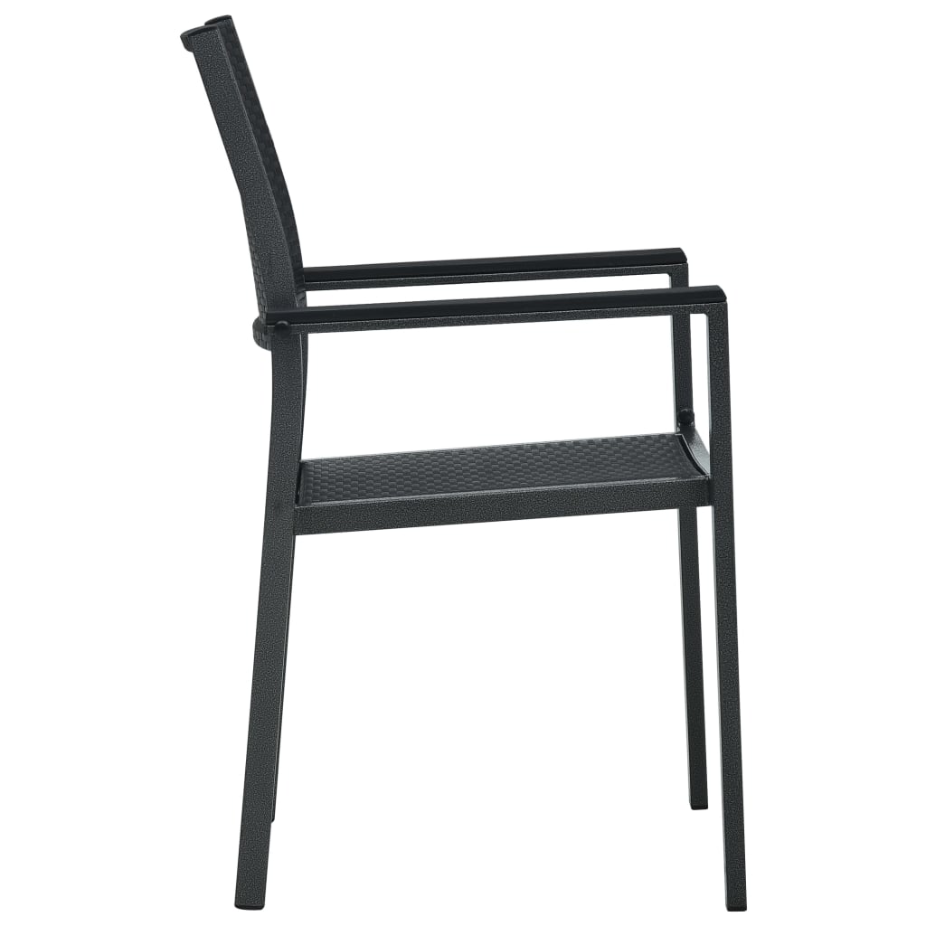 Set of 4 Black Plastic Rattan-Look Garden Chairs - Stylish & Durable
