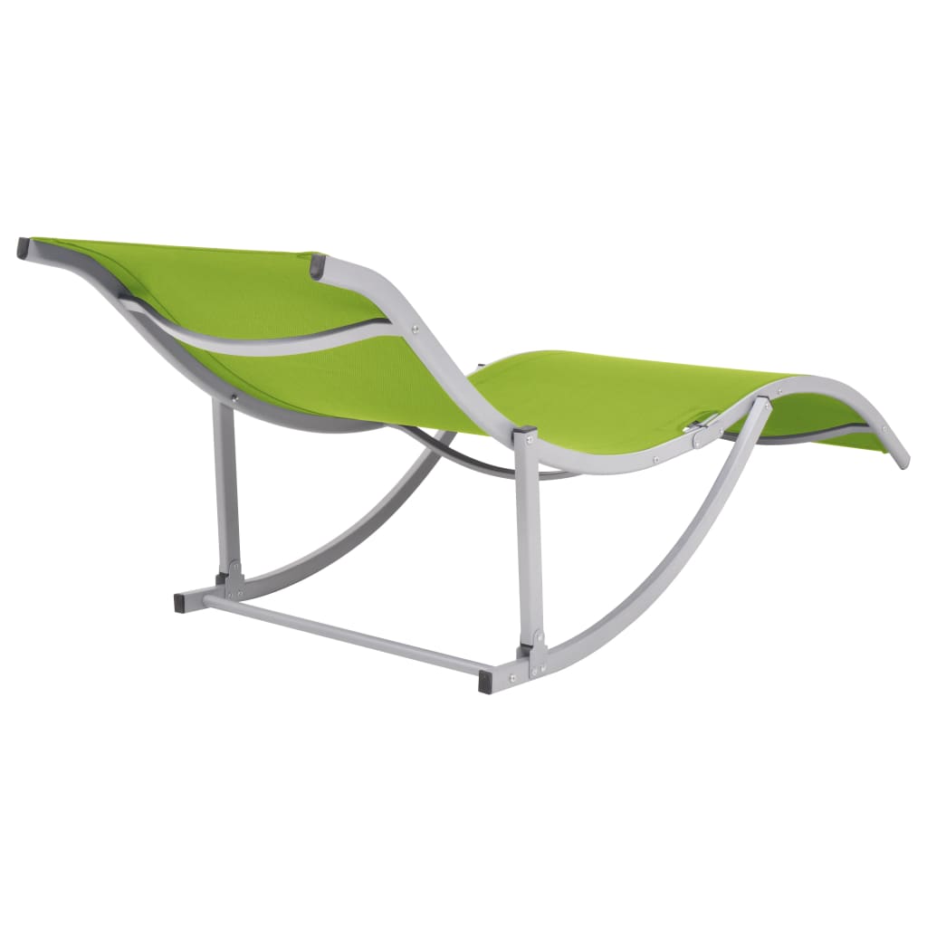 Green Textilene Folding Sun Loungers Set of 2 - Durable & Stylish