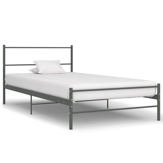 Grey Metal VidaXL Bed Frame 100x200 cm - No Mattress Included