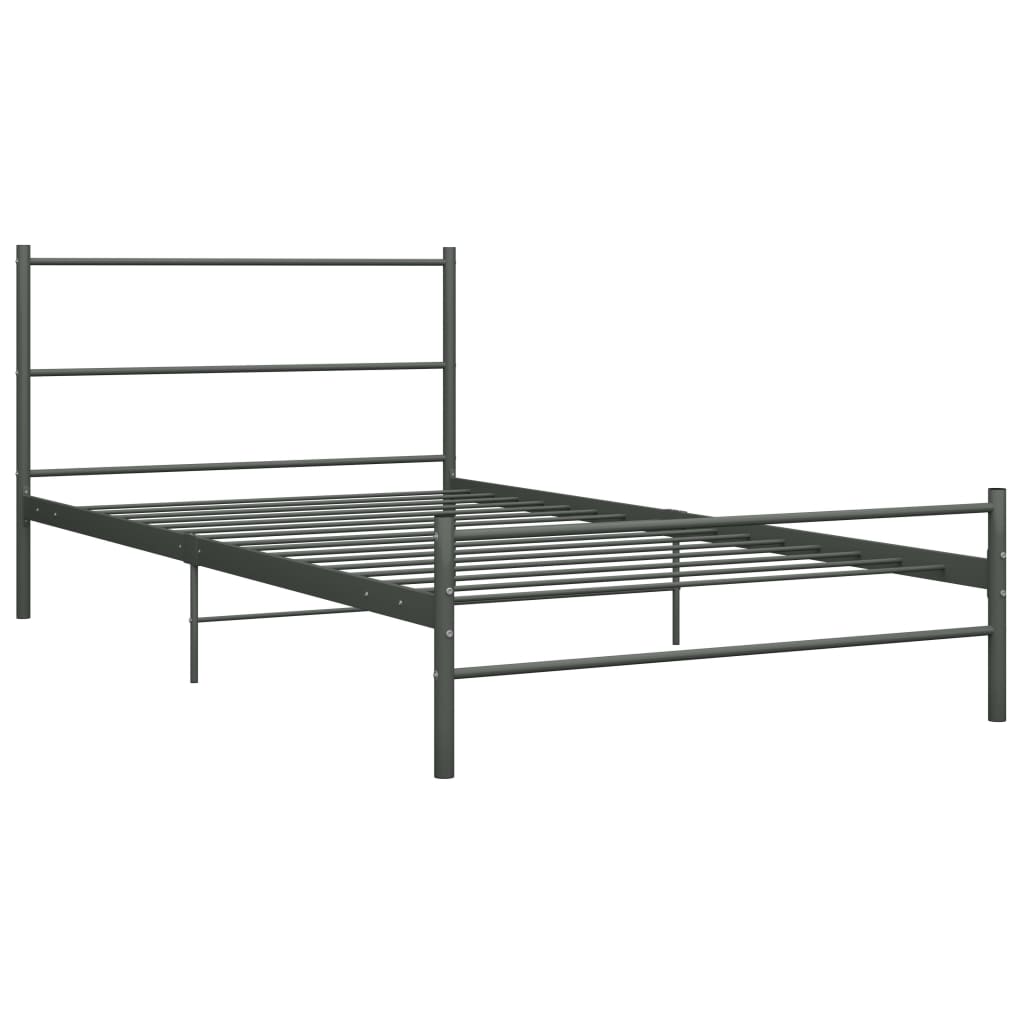 Grey Metal VidaXL Bed Frame 100x200 cm - No Mattress Included