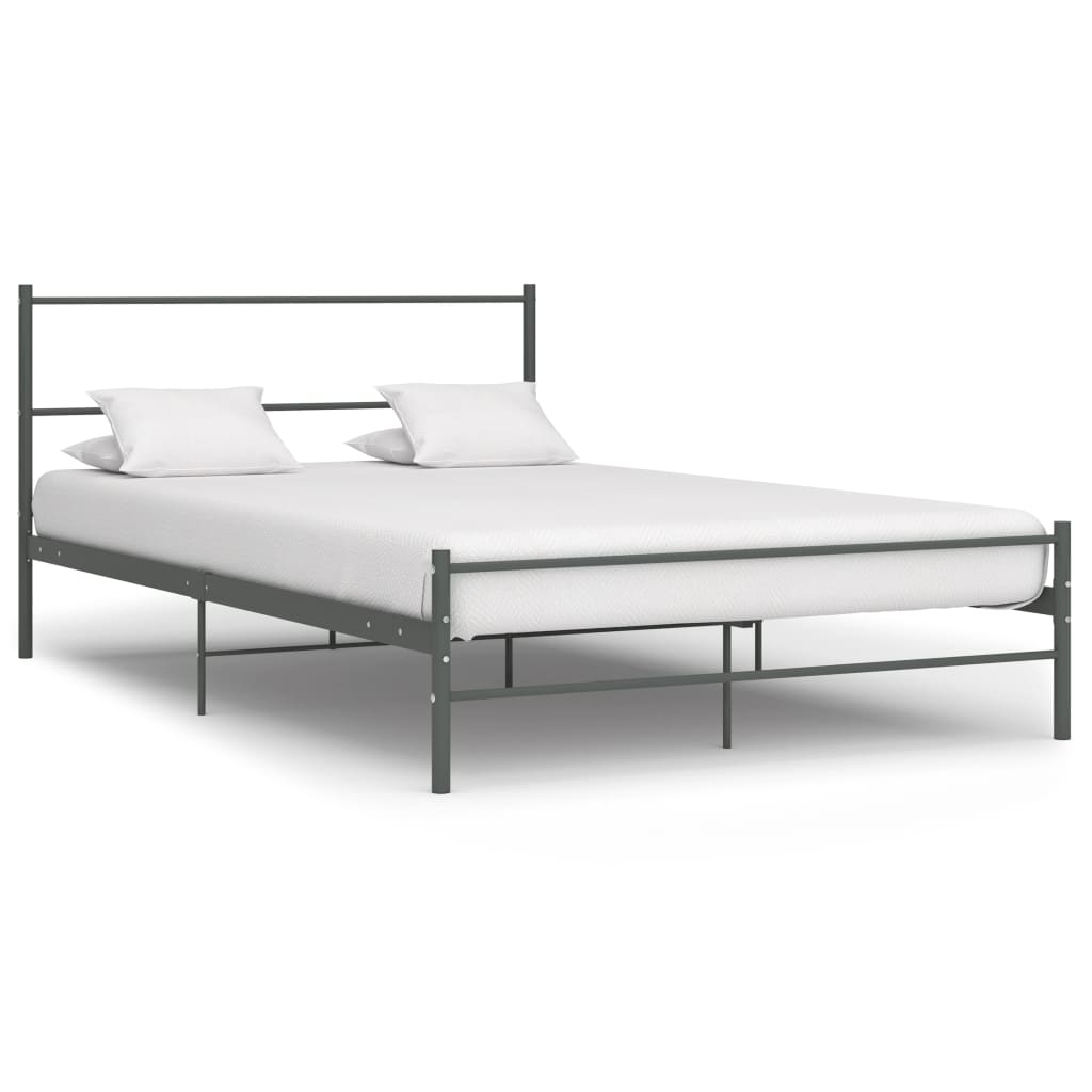 vidaXL Grey Metal Bed Frame 120x200 cm - No Mattress Included