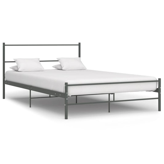 vidaXL Grey Metal Bed Frame 120x200 cm - No Mattress Included