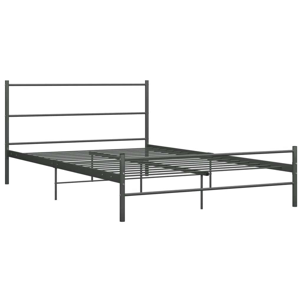 vidaXL Grey Metal Bed Frame 120x200 cm - No Mattress Included