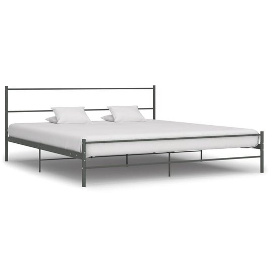 vidaXL Grey Metal Bed Frame 200x200 cm - No Mattress Included